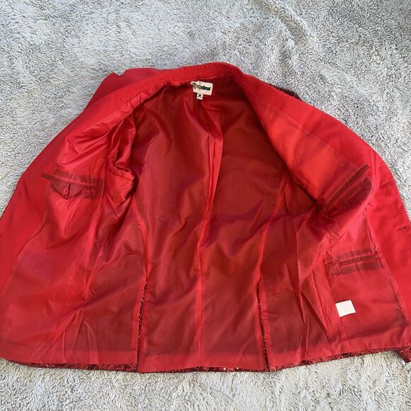 Tipsy Elves Men’s Sequin All Over Blazer Ruby Red Size 42 Tailored Fit Costume - Picture 5 of 9
